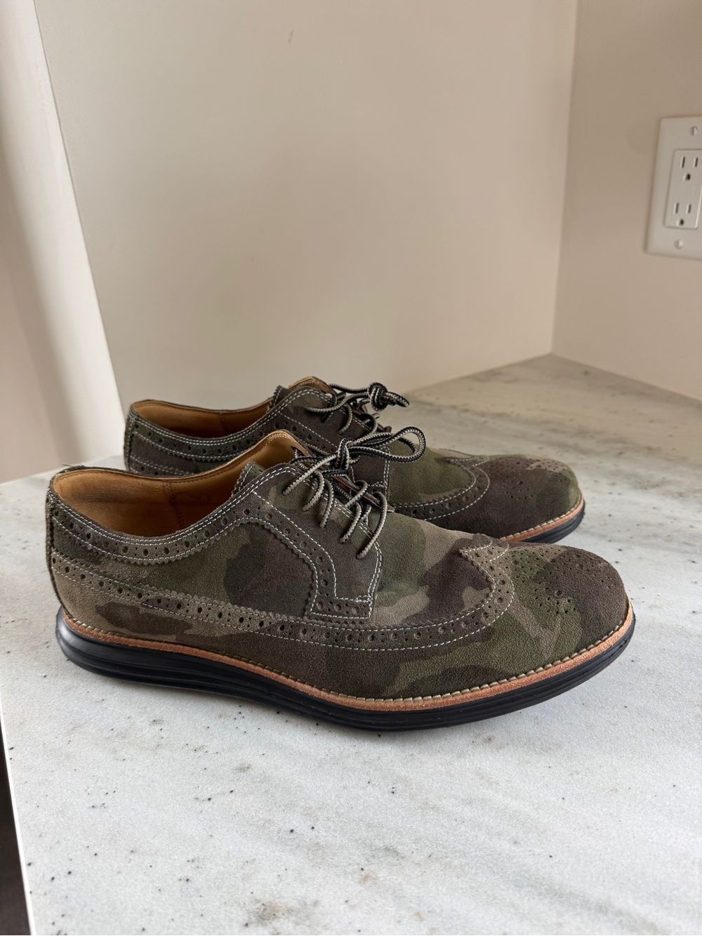 Cole Haan LunarGrand Camo Suede Wingtip Oxfords Men’s 10.5